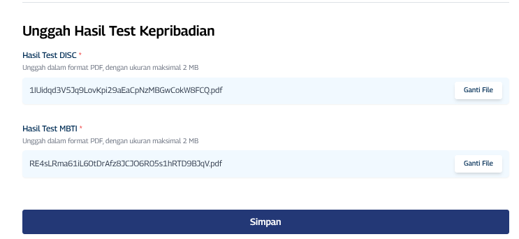 Lengkapi Biodata Test